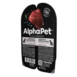 100г Влажный корм AlphaPet WOW для собак, Оленина и северные ягоды в соусе