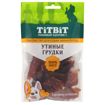 Лакомство TitBit для собак Утиные грудки, 70г