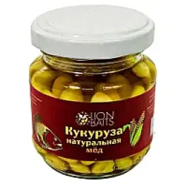 Насадка Lion Baits кукуруза "Мед", натуральная в стеклянной баночке 110мл