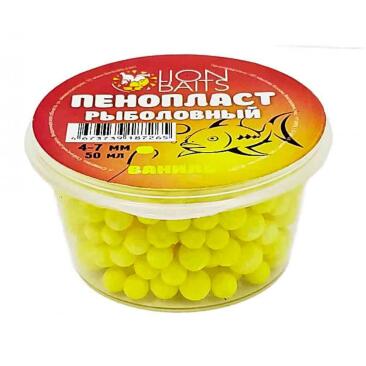 Пенопласт Lion Baits "Ваниль" желтый 4-7мм, 50гр