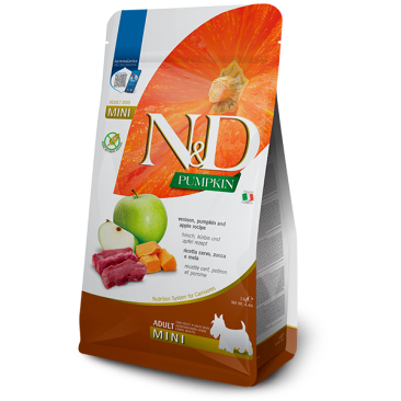 2кг Корм Farmina N&D Grain Free Pumpkin Dog Venison & Apple Adult Mini беззерновой для взрослых собак мелких пород с Олениной, яблоками и тыквой