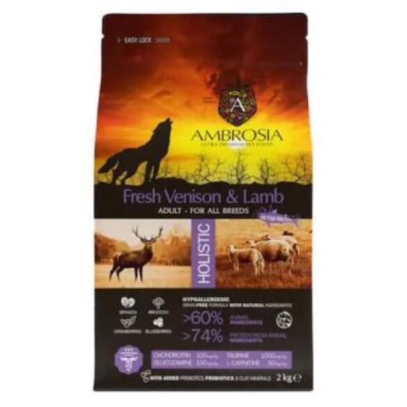 Корм в развес AMBROSIA GRAIN FREE Adult Fresh Venison & Lamb для собак всех пород с Олениной и ягненком, 1кг