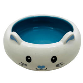 Миска "N1" керамическая, бело-голубая в форме кошки 13x13x5,5см, 260мл