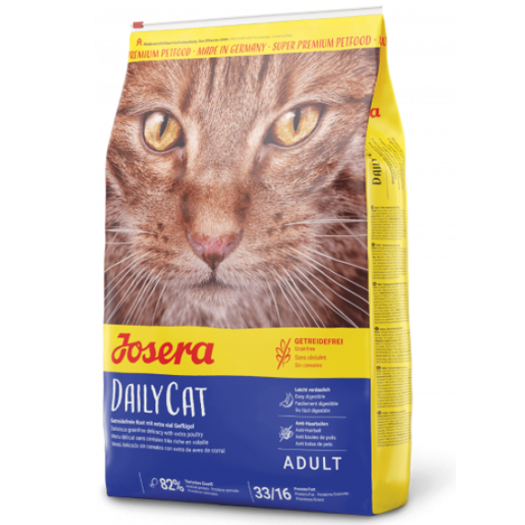 10кг Корм Josera DailyCat (33/16) для взрослых кошек с чуствительным пищеварением с Птицей и Бататом