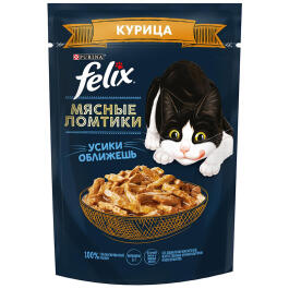 75гр Корм для кошек FELIX мясные ломтики с Курицей