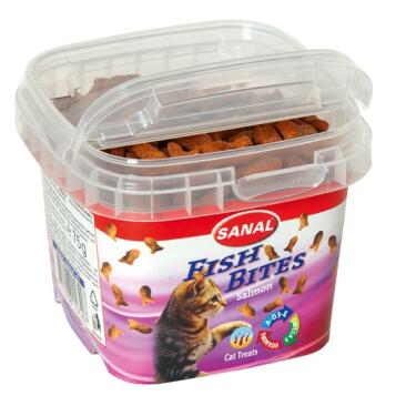 75гр Лакомство SANAL Fish Bites Salmon для кошек, Рыбные Подушечки