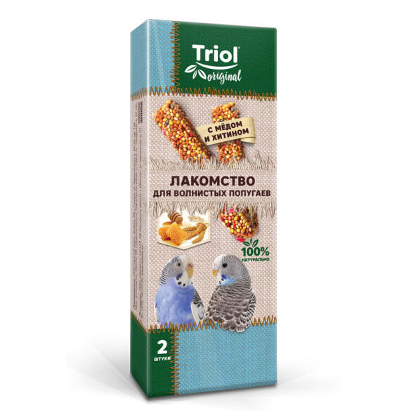 55г Лакомство Triol Original для волнистых попугаев с медом и хитином, 2шт