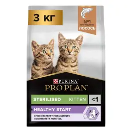 3кг Корм PRO PLAN Junior Sterilised для стерилизованных котят с Лососем