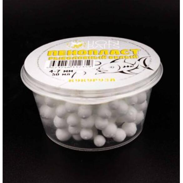 Пенопласт Lion Baits "Кукуруза" белый 4-7мм, 50мл