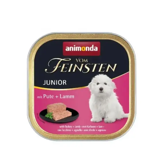 150гр Консервы Animonda Vom Feinsten Junior для щенков с Индейкой и ягненком, паштет