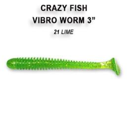 Резина Crazy Fish Vibro Worm 3'' №21, Кальмар, 5шт