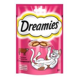 30гр Лакомство Dreamies для взрослых кошек с Говядиной