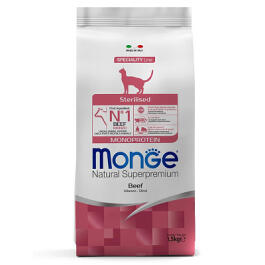 1,5кг Корм Monge Cat Monoprotein Sterilized Beef Монопротеиновый для стерилизованных кошек с Говядиной
