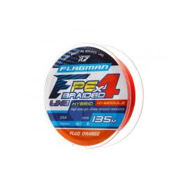 Плетеный шнур  FLAGMAN PE Hybrid F4 0,10мм 135м, 4.6 кг/10lb Orange