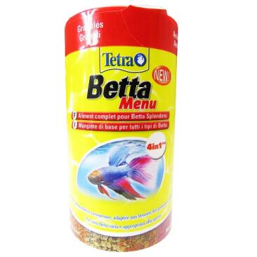 100мл Корм TETRA Betta Menu 4in1 для всех видов петушков (хлопья, гранулы, чипсы, артемия)