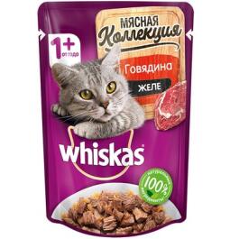 75гр Корм для кошек WHISKAS Мясная коллекция Говядина