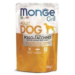 100гр Влажный корм Monge Dog GRILL Adult Chicken/Turkey для собак с кусочками Курицы и индейки (пауч)