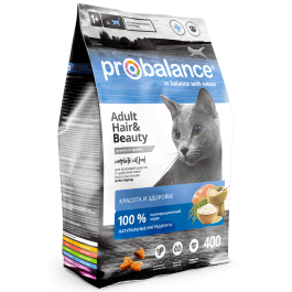 400гр Корм ProBalance Hear&Beauty для кошек, здоровая кожа и шерсть