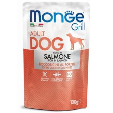 100гр Влажный корм Monge Dog GRILL Adult Salmon для собак с Лососем (пауч)