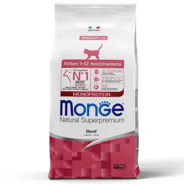 0,4кг Корм Monge Kitten Monoprotein Beef Монопротеиновый для котят и беременных кошек с Говядиной