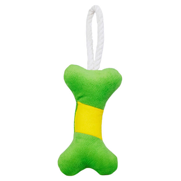 Игрушка Mr.Kranch для собак "Косточка с канатом" 31*9*4см, Зелена-желтая
