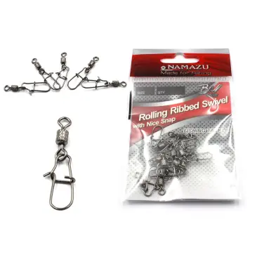 Вертлюг c застежкой NAMAZU Rolling Ribbed Swivel №01