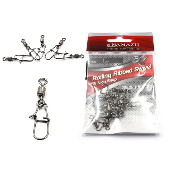 Вертлюг c застежкой NAMAZU Rolling Ribbed Swivel №01