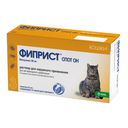 Капли на холку Фиприст Спот Он KRKA от блох и клещей для кошек 1-8 кг, 1шт
