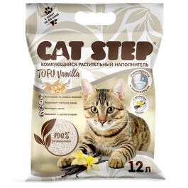 Наполнитель комкующийся Cat Step Tofu Vanilla соевый Ванильный, 12л (5,567кг)