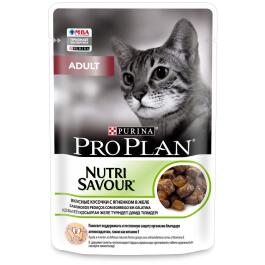 85гр Корм для кошек PRO PLAN Nutrisavour, привередливые с чувствительным пищеварением с Ягненком в соусе