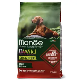 2,5кг Корм Monge Dog BWild Grain Free Adult Lamb/Potatoes беззерновой для взрослых собак всех пород с Ягненком и картофелем