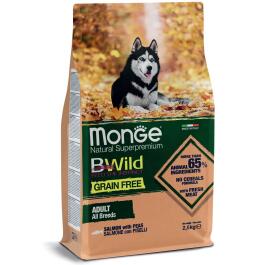 2,5кг Корм Monge Dog BWild Grain Free Adult Salmon беззерновой для взрослых собак всех пород с Лососем