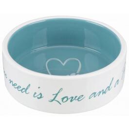 Миска TRIXIE керамическая для собак 0,3л 12см, кремовая/голубая