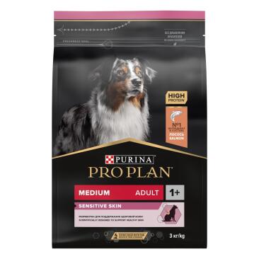 Корм в развес PRO PLAN Adult Medium для средних пород с чувствительной кожей, Лосось, 1кг