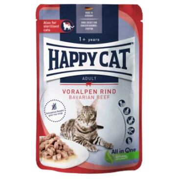 85гр Корм влажный HAPPY CAT Culinary Meat in Sauce VoralpenRind для кошек с Говядиной