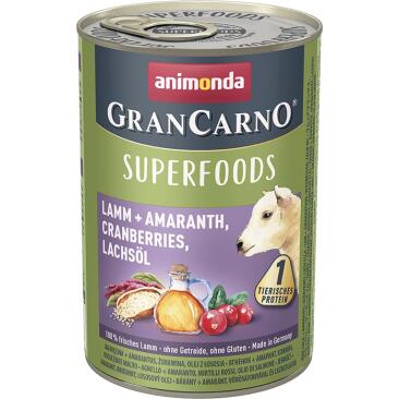 400гр Консервы Animonda Gran Carno Superfoods для взрослых собак, с ягненком, амарантом и клюквой