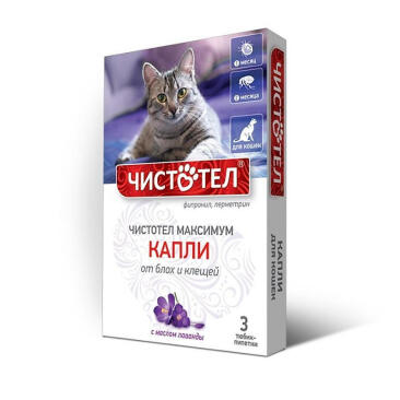 Капли на холку Чистотел Максимум от блох и клещей для кошек, 1шт