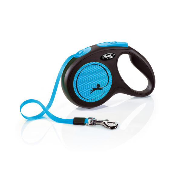 Рулетка Flexi Neon M лента 5м, голубая