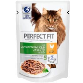 75гр Корм для кошек Perfect Fit для стерилизованных Курица в соусе