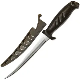 Нож филейный Kosadaka 15см с серейтором F-501, жёстк.чехол с фиксатором