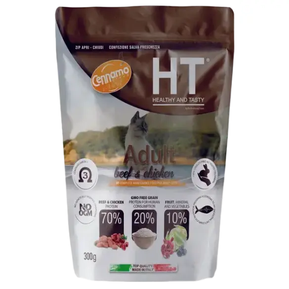 0,3кг Корм Cennamo HTC Adult BEEF/CHICKEN для взрослых кошек с Говядиной и Курицей