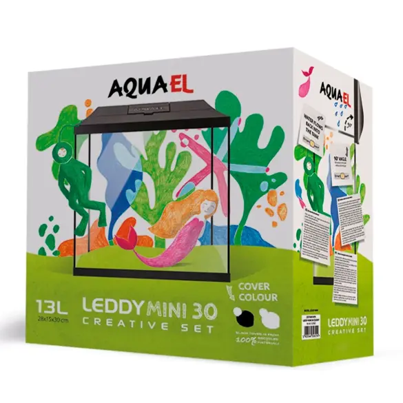 Аквариум AQUAEL LEDDY MINI 30, 13л, 28*15*30см черный (фильтр в комплекте)