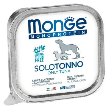 150гр Влажный корм Monge Dog Monoprotein SOLO Tuna монопротеиновый паштет для собак из Тунца