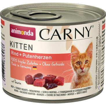 200гр Консервы Animonda Carny Kitten для котят с Говядиной и сердцем индейки, паштет