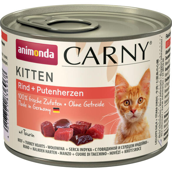 200гр Консервы Animonda Carny Kitten для котят с Говядиной и сердцем индейки, паштет