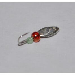 Мормышка вольфрамовая с отверстием ""Овсинка с фаской"" 2,5мм, серебро, 0,18гр (с бисером)