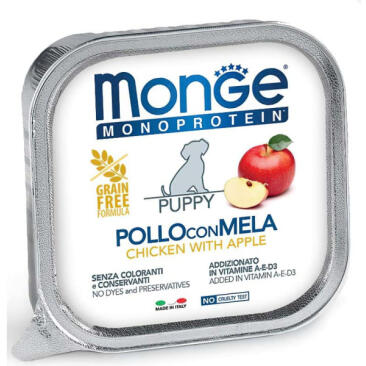 150гр Влажный корм Monge Dog Monoprotein FRUIT Chicken/Apple для щенков и беременных собак из Курицы с яблоком