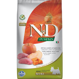 2,5кг Корм Farmina N&D Grain Free Pumpkin Dog Boar & Apple Adult Mini беззерновой для взрослых собак мелких пород с Диким кабаном, яблоками и тыквой