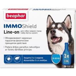 Капли на холку Beaphar IMMOShield от блох и клещей для собак средних пород 15-30кг, 1шт*3мл