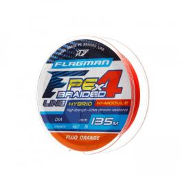 Плетеный шнур  FLAGMAN PE Hybrid F4 0,12мм 135м, 6.4 кг/14lb Orange